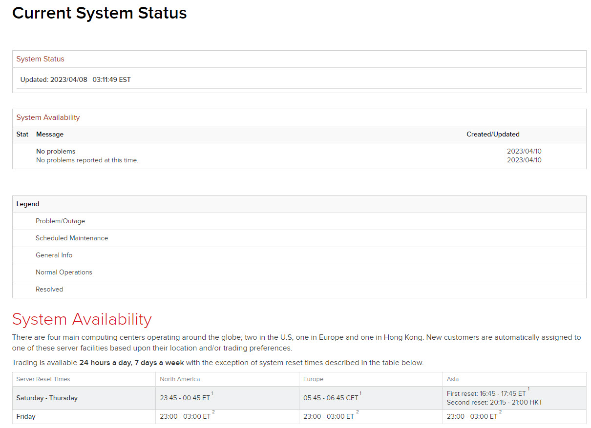 Image of the current system status page in Portal. 